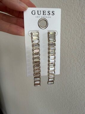 GUESS Gold-Tone Linear Crystal Drop Earrings - New!